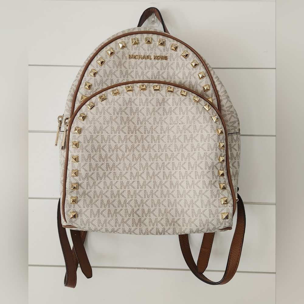 Michael Kors Studded Backpack - Cream and Brown